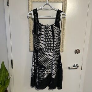 BALI | Y2K Patchwork Chic Black and White Unique Stretchy Dress